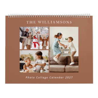 Elegant Boho Family Photo Collage Calendar