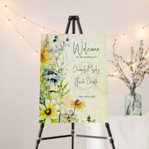 Elegant Boho Fleur sauvage Affiche de bienvenue Ma