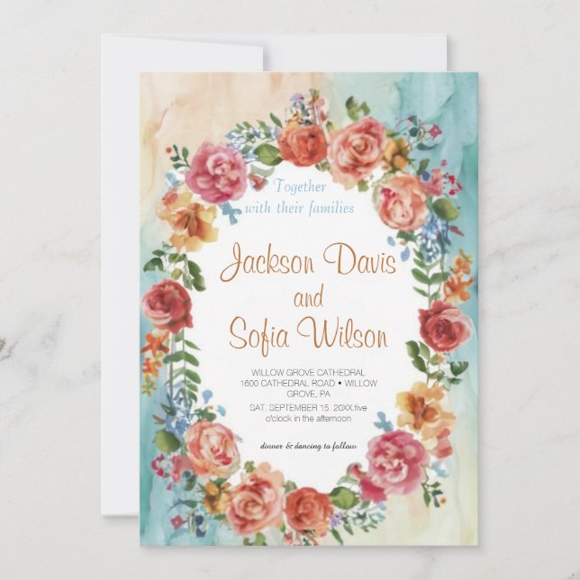 Elegant Boho Fleur sauvage Faire-part de mariage (Devant)