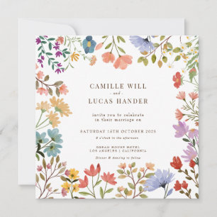 Elegant Boho Fleur sauvage Faire-part de mariage