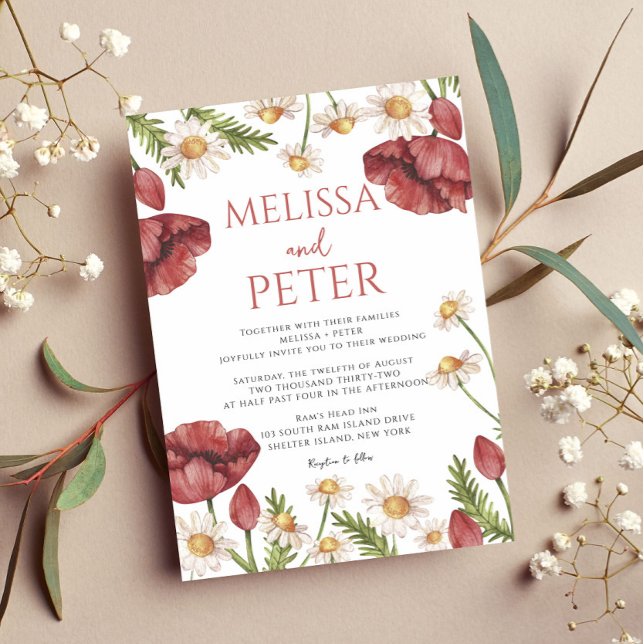 Elegant Boho Fleur sauvage Faire-part de mariage (Créateur téléchargé)