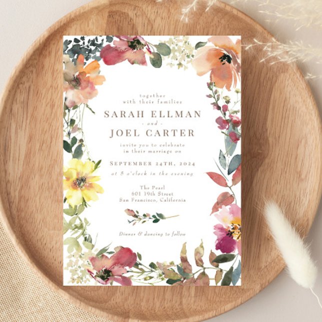 Elegant Boho Fleur sauvage Faire-part de mariage (Créateur téléchargé)