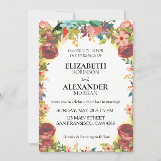 Elegant Boho Fleur sauvage Faire-part de mariage
