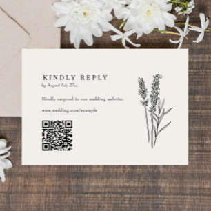 Elegant Boho Fleur sauvage QR Code Mariage RSVP
