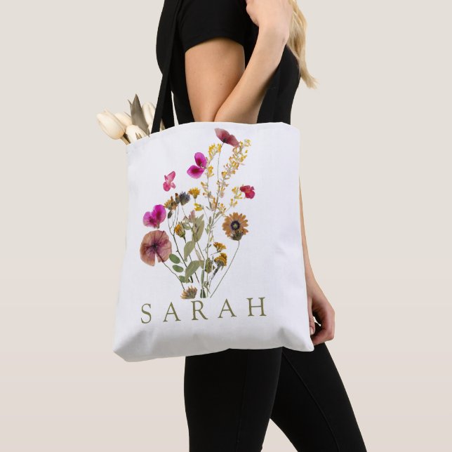 Elégant Boho Fleur sauvage Sac fourre-tout Floral (De près)