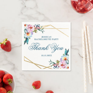 Elegant Boho Floral Bachelorette Weekend Thank You Napkin