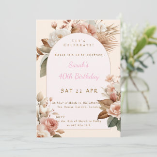 Elegant Boho Floral Birthday Invite