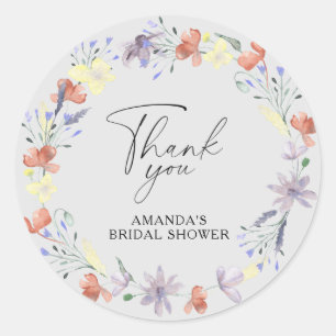 Elegant Boho floral bridal shower Classic Round Sticker