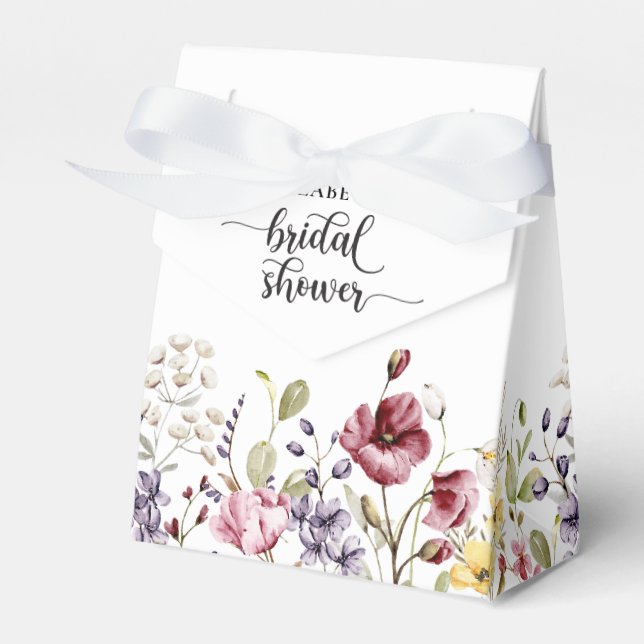 Elegant Boho Floral Bridal Shower Favor Box (Front Side)