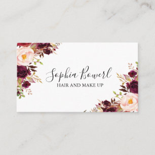 Elegant Boho Floral Burgundy Peony Blush Business Card