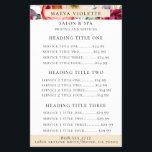 Elegant Boho Floral Business Service/Pricing Flyer<br><div class="desc">Elegant watercolor bohemian flowers,  feathers and foliage pattern in chic shades of purple,  burgundy,  peach,  pink,  crème,  and green,  business services and pricing flyer.  Text colour and font style can be customized.</div>