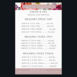 Elegant Boho Floral Business Service/Pricing Flyer<br><div class="desc">Elegant watercolor bohemian flowers,  feathers and foliage pattern in chic shades of purple,  burgundy,  peach,  pink,  crème,  and green,  business services and pricing flyer.  Text colour and font style can be customized.</div>