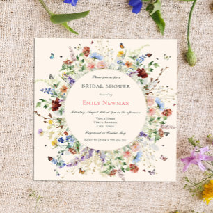 Elegant Boho Floral & Butterflies Bridal Shower Invitation