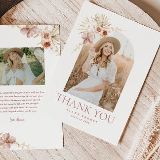 Elegant Boho Floral | Graduation Thank You Card