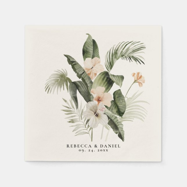 Elegant Boho Floral Greenery Napkin (Front)