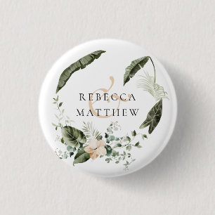 Elegant Boho Floral Greenery Wedding 1 Inch Round Button