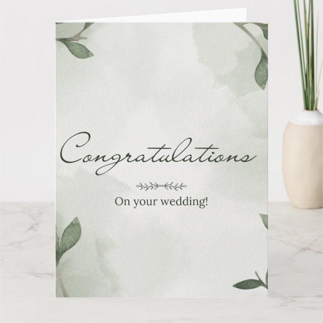 Elegant Boho Floral Greenery Wedding Card (Front)
