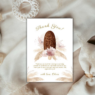 Elegant Boho Floral Ice Cream Pop Baby Shower  Thank You Card