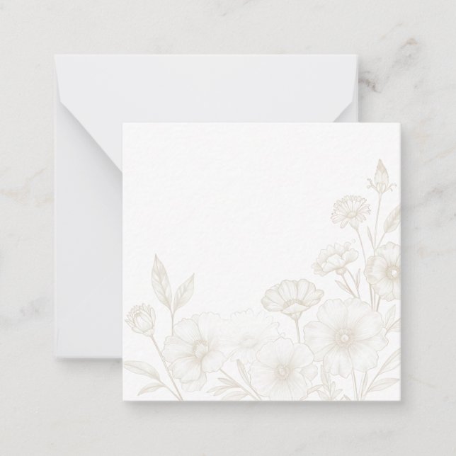 Elegant Boho Floral Line Art Frame Background Card (Front)