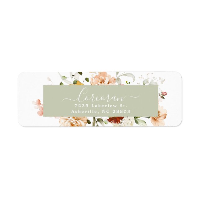 Elegant Boho Floral manuscrit Adresse de retour (Devant)