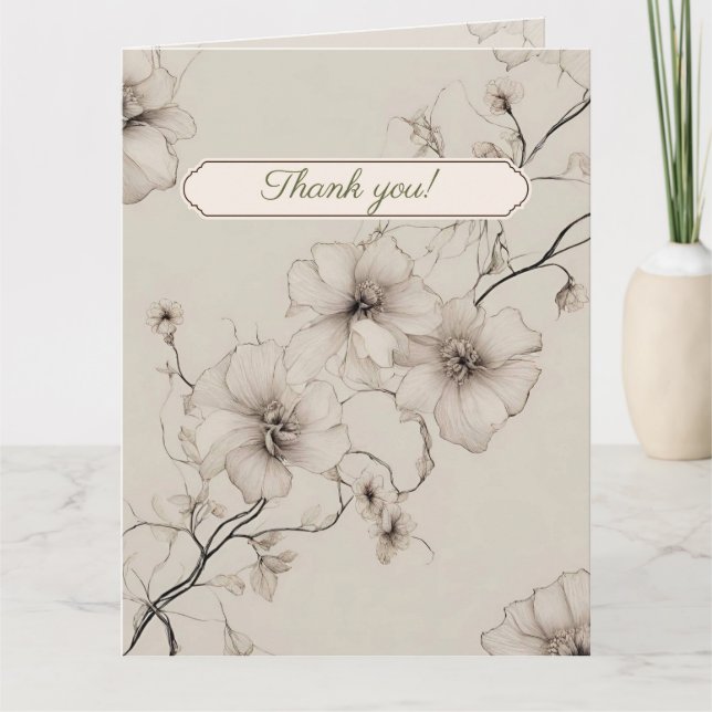 Elégant Boho Floral Mariage Carte de remerciements (Devant)