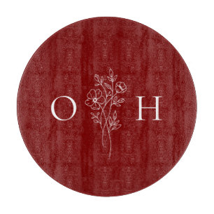 Elegant Boho Floral Monogram  Cutting Board