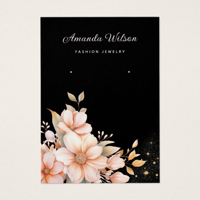 Elegant Boho floral noir d'oreille carte d'afficha (Devant)