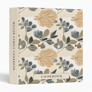 Elegant Boho Floral Pattern Cookbook Binder