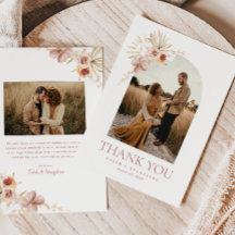 Elegant Boho Floral | Photo Thank You Card