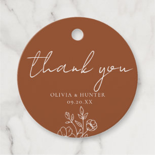 Elegant Boho Floral Terracotta Thank You  Favour Tags