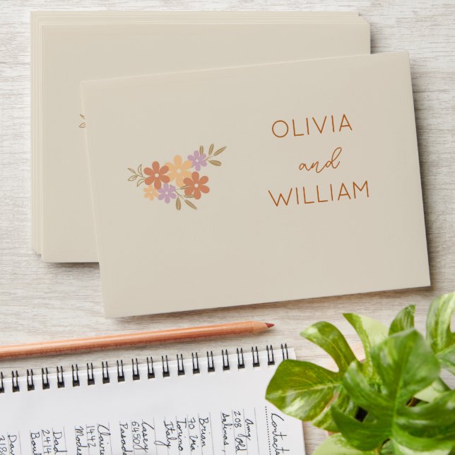 Elegant Boho Floral Wedding envelopes (Stacked)