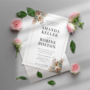 Elegant Boho Floral Wedding Invitation