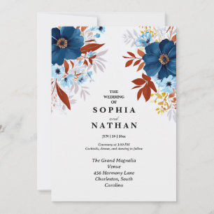 Elegant Boho Floral Wedding Invitation Custom 