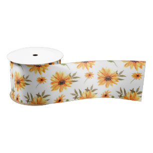 Elegant Boho Floral Wildflower Satin Ribbon