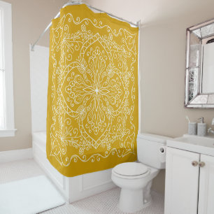 Elegant Boho Flourish Pattern Mustard Yellow
