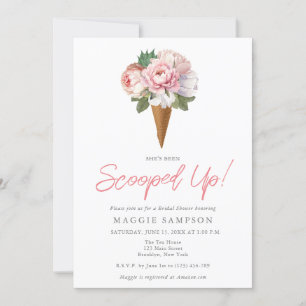 Elegant Boho Flower Ice Cream Bridal Shower Invitation