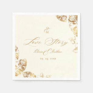 Elegant Boho   Gold Autumn Wedding Napkin