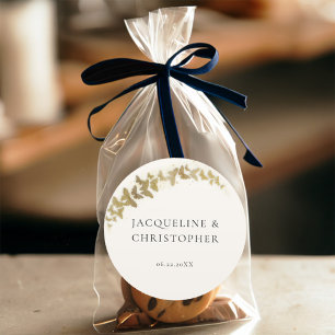 Elegant Boho Gold Butterflies Romantic Wedding Classic Round Sticker