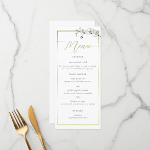 Elegant Boho Gold Frame BW Orchids Bridal Shower Menu