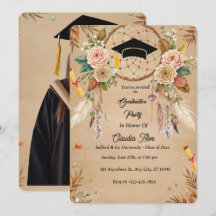 Elegant Boho Graduation Invitation Card