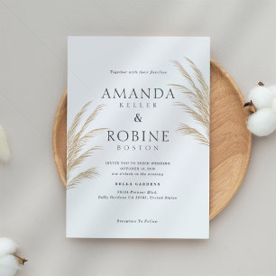 Elegant Boho Grass Wedding Invitation