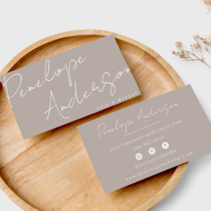 Elegant Boho Gray Neutral Chic Minimalist Modern Business Card