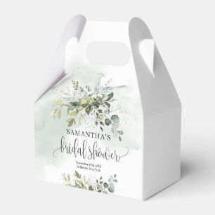 Elegant boho green eucalyptus gold Bridal Shower Favor Box