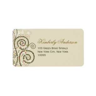 Elegant Boho Green Spirals Wedding Address Labels