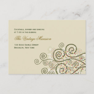Elegant Boho Green Spirals Wedding Reception Card