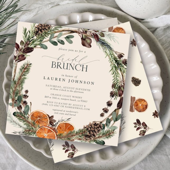 Elegant Boho Greenery Citrus Fall Bridal Brunch Invitation (Bridal Brunch Invitation!)