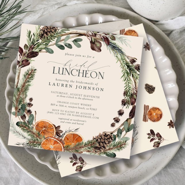 Elegant Boho Greenery Citrus Fall Bridal Luncheon Invitation (Bridal Luncheon Invitation!)
