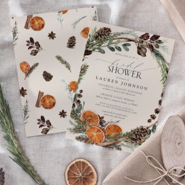 Elegant Boho Greenery Citrus Fall Bridal Shower Invitation (Bridal Shower Invitation!)