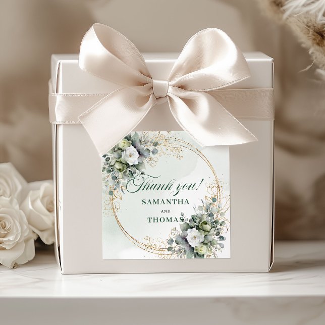 Elegant Boho Greenery Favour Box Gold Stickers (Elegant Boho Greenery Favor Box Gold Stickers)