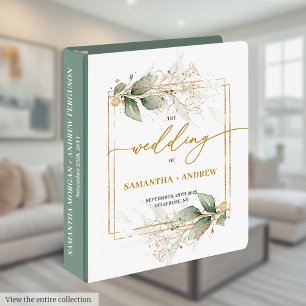 Elegant Boho Greenery Gold Wedding Memory Binder